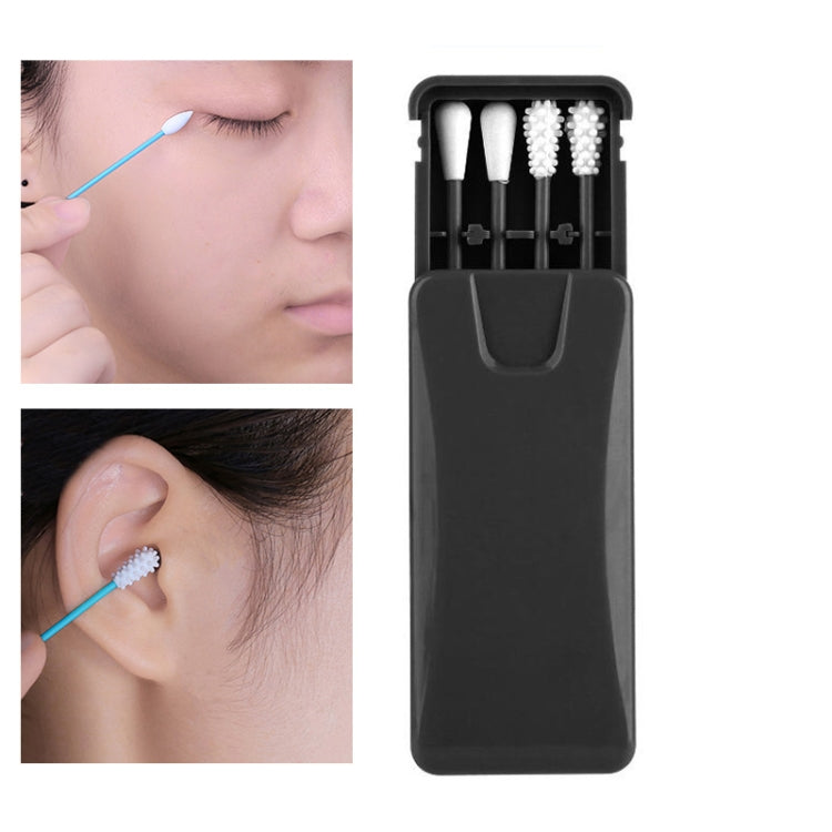 4 in 1 Ear Cleaning Cosmetic Silicone Buds Double-headed Recycling Cleaning Makeup Swabs Sticks