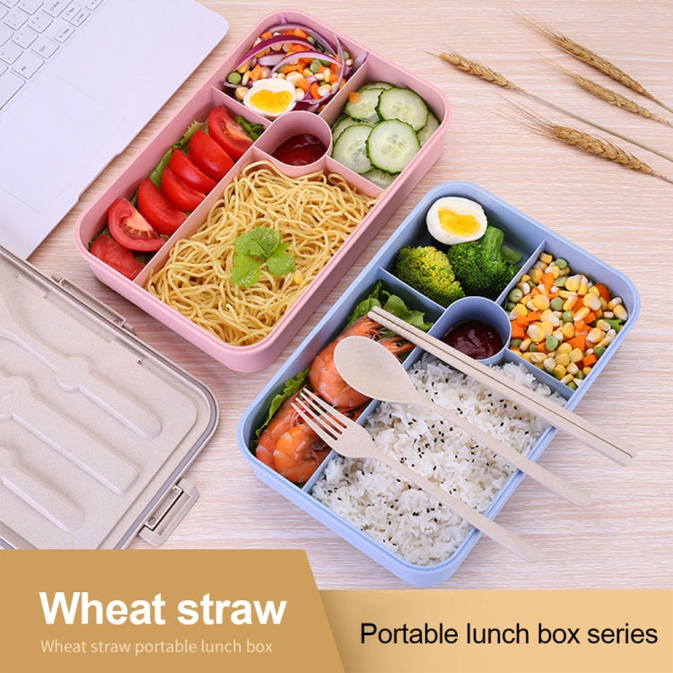 Portable Weat Straw Lunch Boxes Bento Box With Compartments Tableware