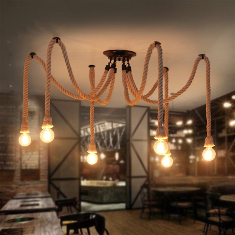 2m Office Clothing Store Restaurant Retro Wrought Iron Spider Twine Chandelier with LED Light Source