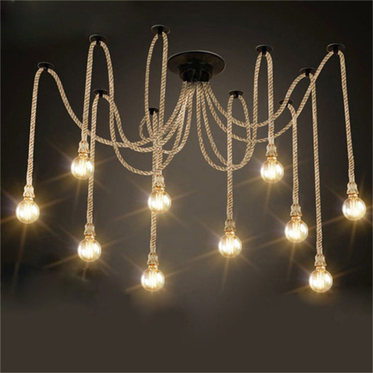 2m Office Clothing Store Restaurant Retro Wrought Iron Spider Twine Chandelier with LED Light Source