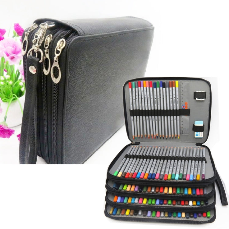 PU Leather School Pencil Case 184 Holes Large Capacity Colored Pencil Bag Box Multi-functional Pencilcase Art Supplies Gift Without Pen