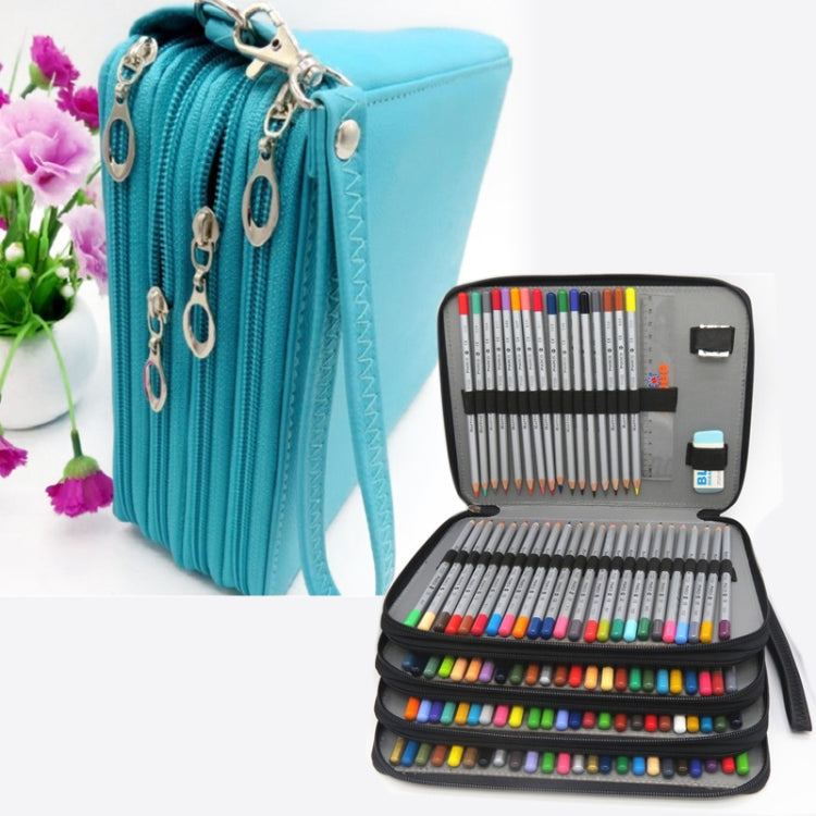 PU Leather School Pencil Case 184 Holes Large Capacity Colored Pencil Bag Box Multi-functional Pencilcase Art Supplies Gift Without Pen