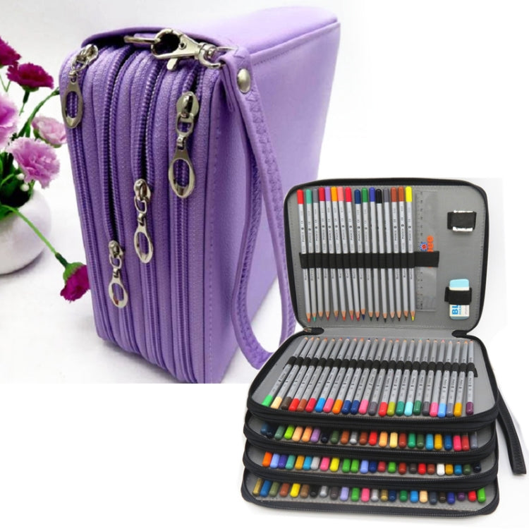 PU Leather School Pencil Case 184 Holes Large Capacity Colored Pencil Bag Box Multi-functional Pencilcase Art Supplies Gift Without Pen