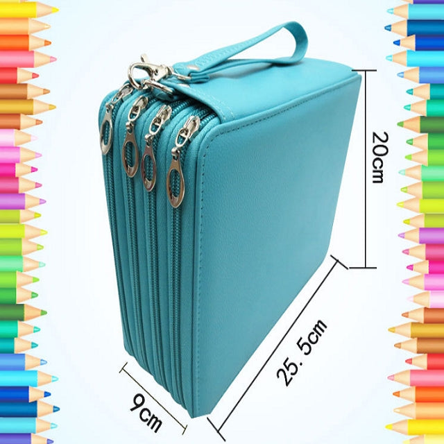 PU Leather School Pencil Case 184 Holes Large Capacity Colored Pencil Bag Box Multi-functional Pencilcase Art Supplies Gift Without Pen