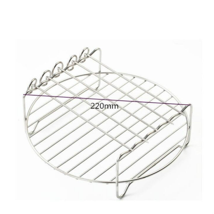 Air Electric Fryer Accessories 304 Stainless Steel 9 Inch Double Barbecue Bread Steaming Rack Round 22x22cm