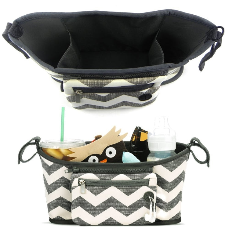 Stroller Organizer and Cup Holder with Detachable Wristlet Diaper Bag Hanging Basket Storage Bag