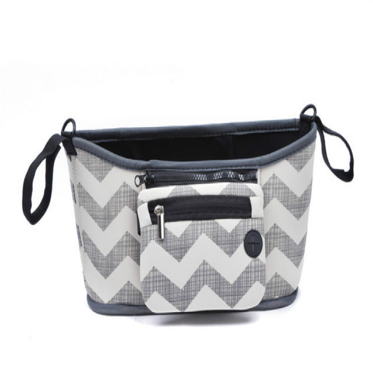 Stroller Organizer and Cup Holder with Detachable Wristlet Diaper Bag Hanging Basket Storage Bag