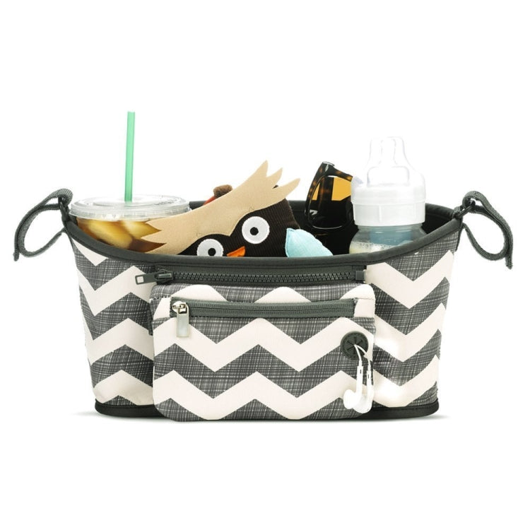 Stroller Organizer and Cup Holder with Detachable Wristlet Diaper Bag Hanging Basket Storage Bag
