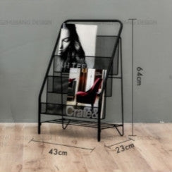 Nordic Minimalist Modern Iron Magazine Shelf Children Picture Book Small Bookshelf(Black large size (5 layers))