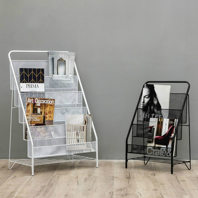 Nordic Minimalist Modern Iron Magazine Shelf Children Picture Book Small Bookshelf(Black large size (5 layers))