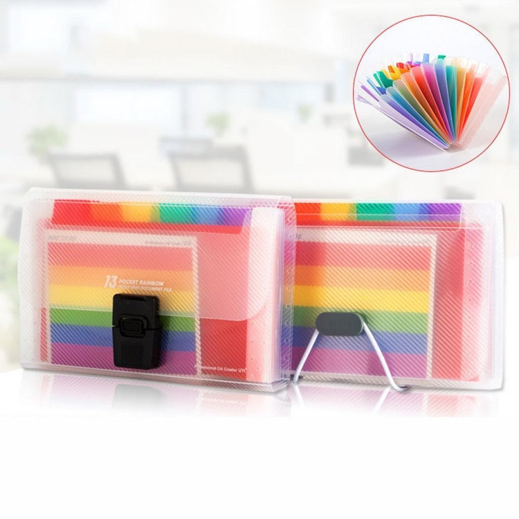 13 Grid Expanding File Folder A6 Document Buckle Lanyard Bag Multicolor Expanding File