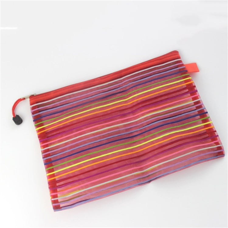 12 PCS Multicolor Plastic A5 Document Zip Up Mesh File Storage Bag, Size: 22x18cm