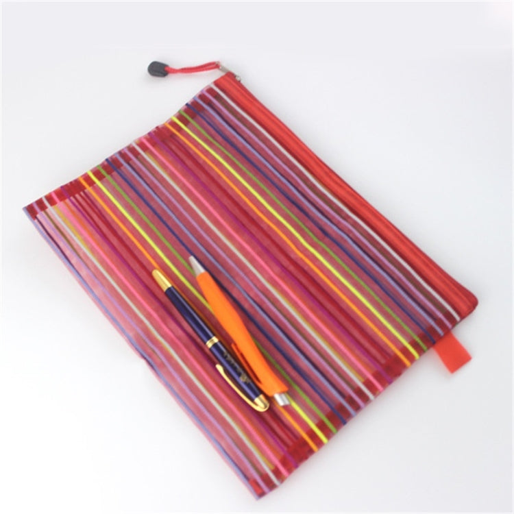 12 PCS Multicolor Plastic A5 Document Zip Up Mesh File Storage Bag, Size: 22x18cm