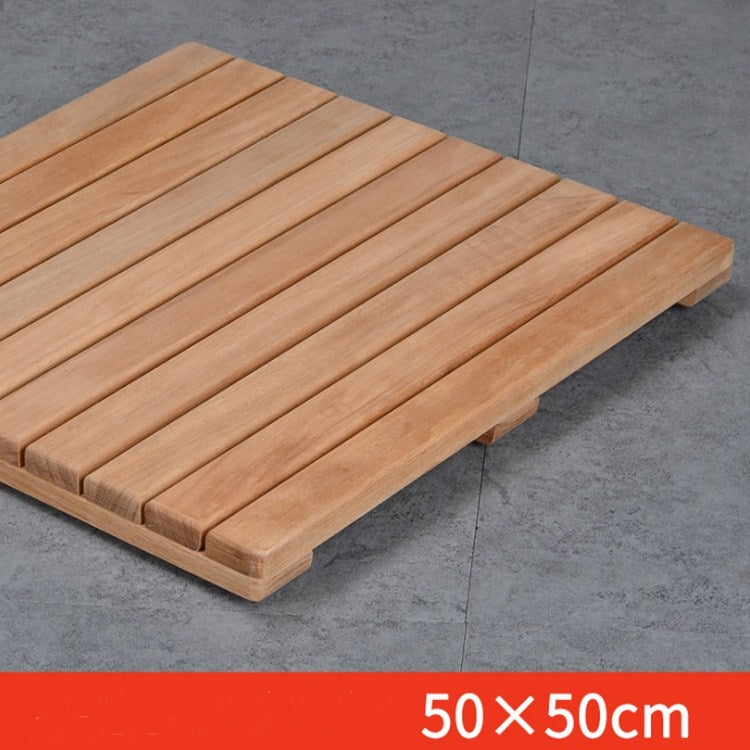 Golden Pear Wood Solid Wood Non-slip Floor Mat Shower Room Mat No Paint Anti-corrosion Wood Floor, Size:50X50CM