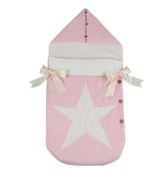 Newborns Five Star Knitted Sleeping Bags Winter, Color: Pink