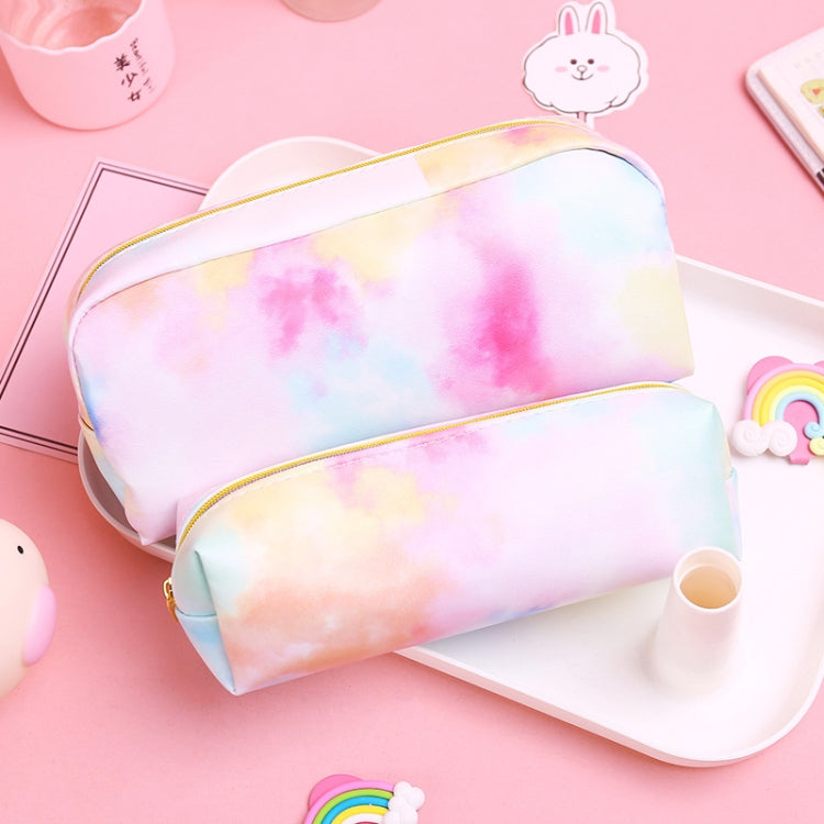 2 PCS Colorful Rainbow PU Pencil Case Stationery Storage Bag School Supplies 19.5x9cm