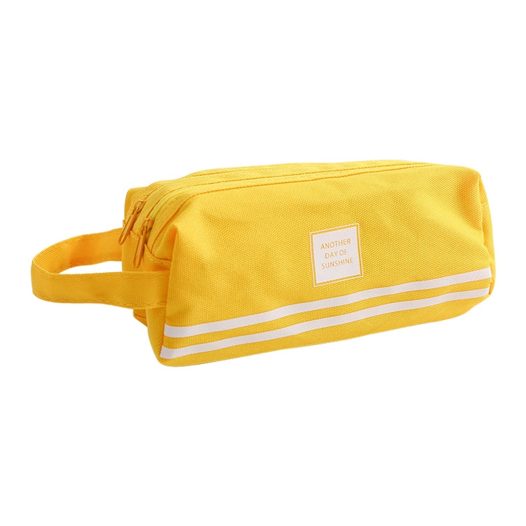 2 PCS Hand-Held Large Capacity Pen Bag Pure Color Double Zipper Pen Bag