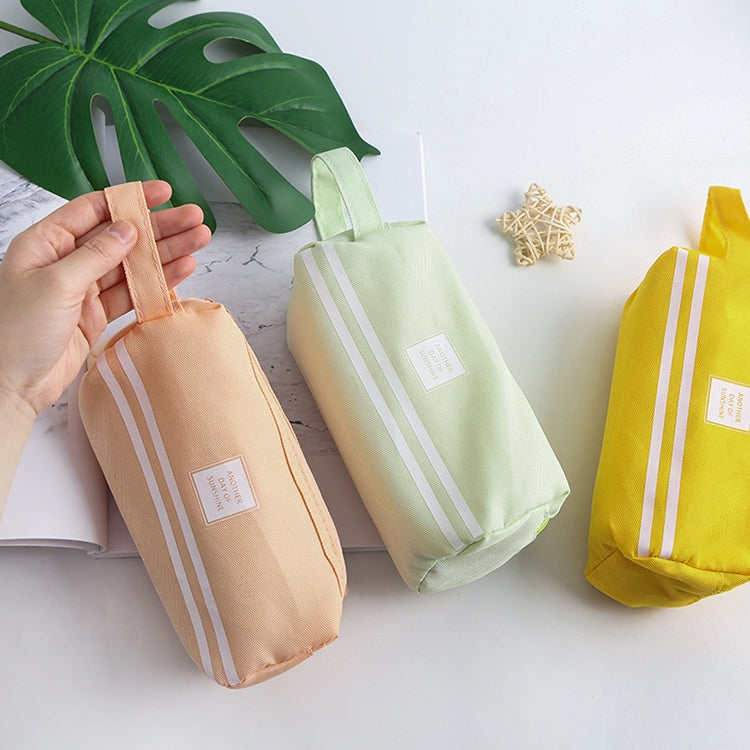 2 PCS Hand-Held Large Capacity Pen Bag Pure Color Double Zipper Pen Bag