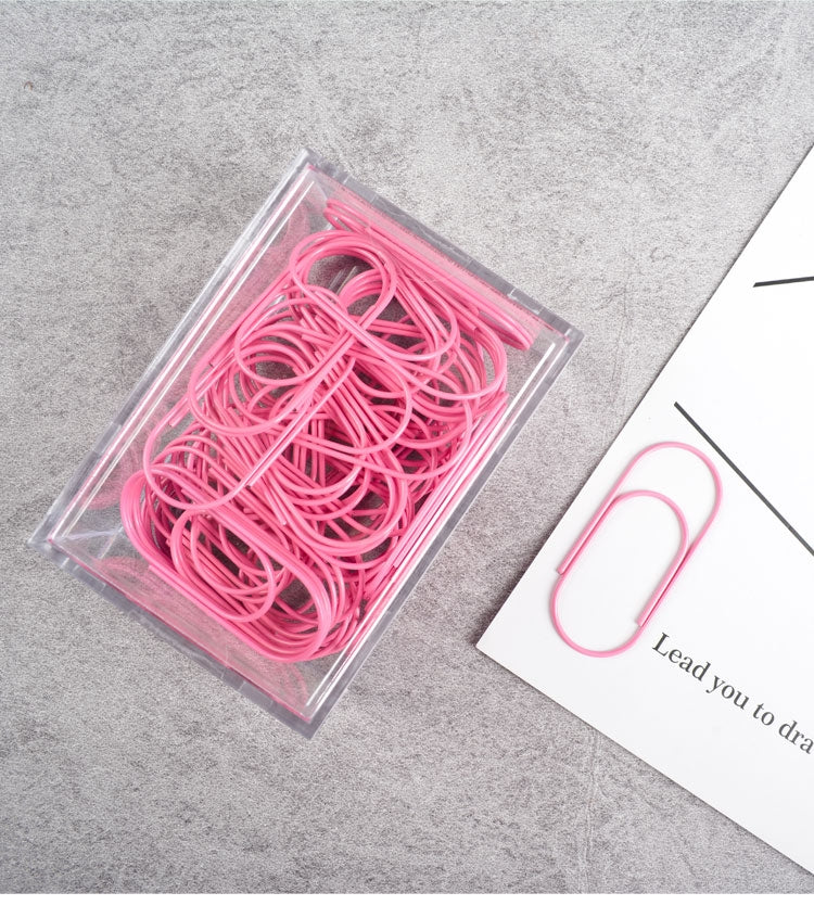 50mm Paper Clip Metal Line Pin Bookmark Shool Stationary Office Clip(Pink)