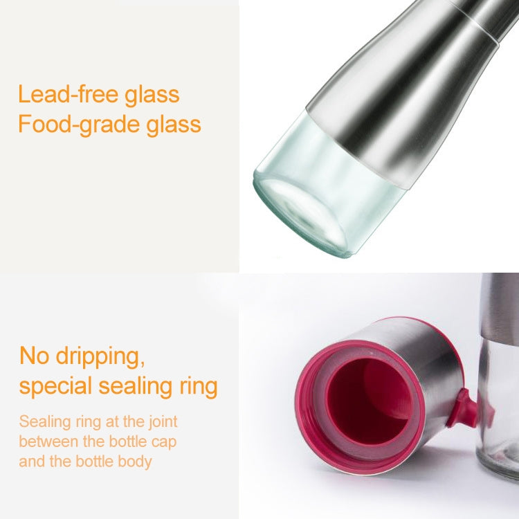 Stainless Steel Glass Oil Pot Cruet Soy Sauce Vinegar Bottle Leakproof Oil Bottle