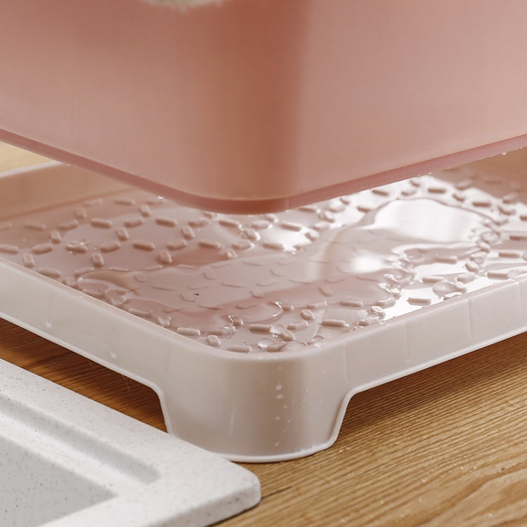 Creative Kitchen Double Layer With Lid Plastic Drain Dish Rack Desktop Tableware Storage Box