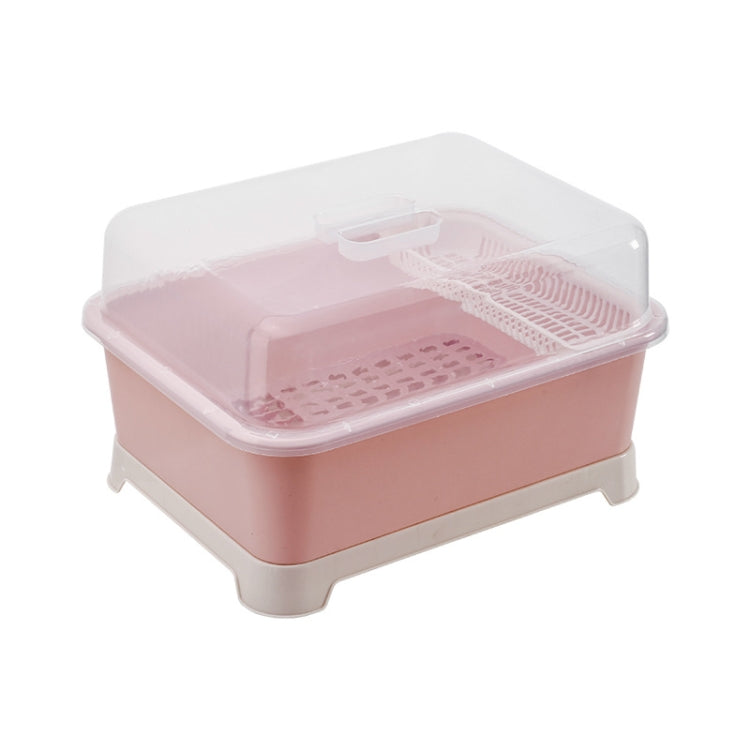Creative Kitchen Double Layer With Lid Plastic Drain Dish Rack Desktop Tableware Storage Box