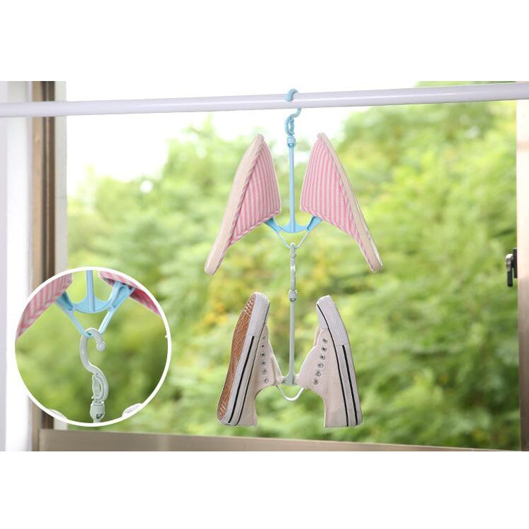3 PCS Creative Multi-function Outdoor Windproof Double Hook Hanging Shoe Rack Movable Thick Drying Rack