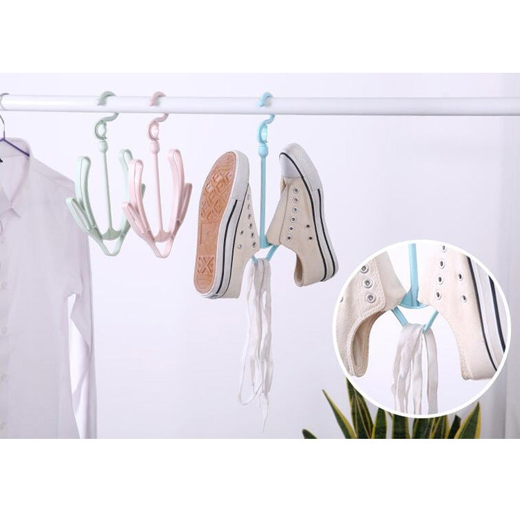 3 PCS Creative Multi-function Outdoor Windproof Double Hook Hanging Shoe Rack Movable Thick Drying Rack
