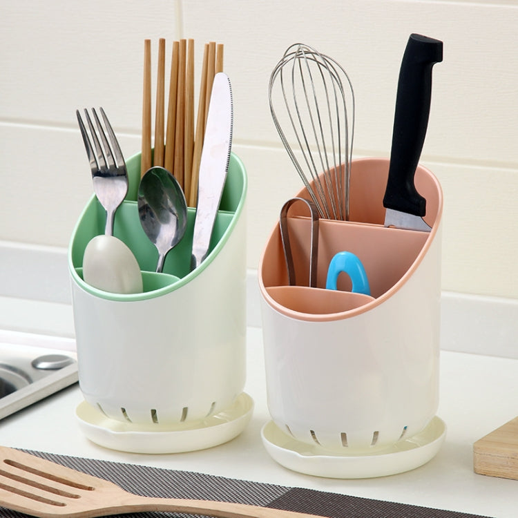 Creative Multi-function Double Drain Shelf Kitchen Chopsticks Storage Bucket Tableware Storage Box, Color:Blue