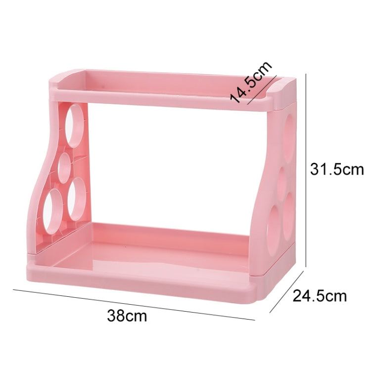 Household Multi-function Plastic Double-layer Floor Knife Holder Seasoning Bottle Storage Rack Item Management Rack(Pink)