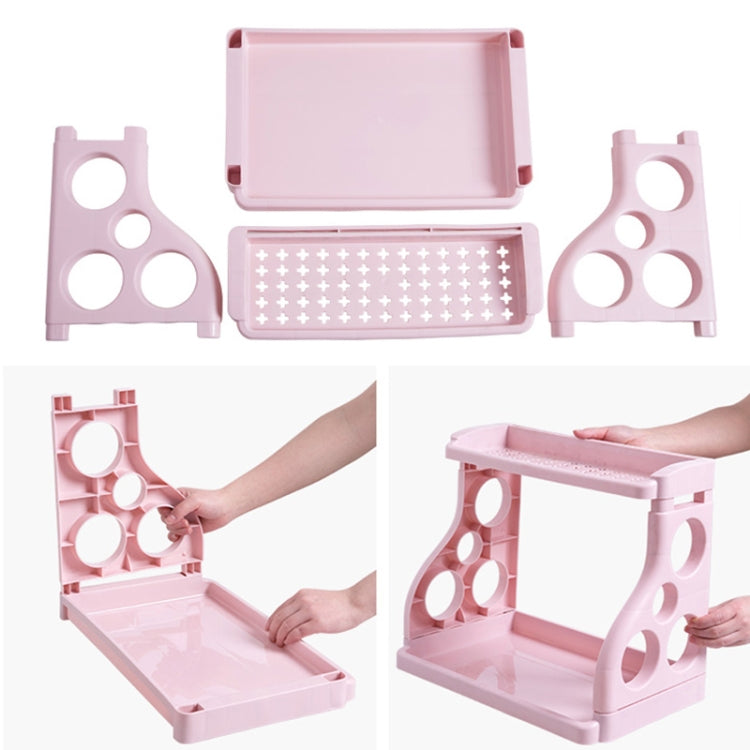 Household Multi-function Plastic Double-layer Floor Knife Holder Seasoning Bottle Storage Rack Item Management Rack(Pink)