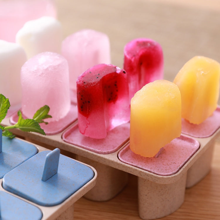 Summer Creative 8 Grid Wheat Straw DIY Ice Cream Popsicle Mold