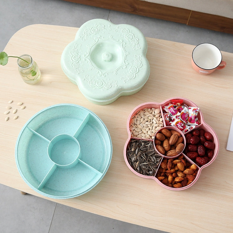 Plum Blossom Creative Cover Format Dried Fruit Plate Home Living Room Plastic Snack Seeds Candy Tray Box( Pink)