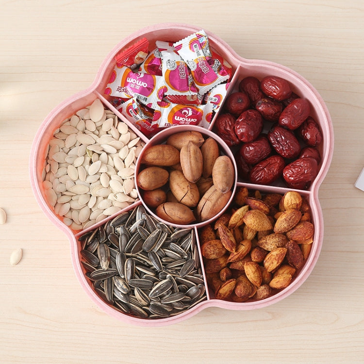 Plum Blossom Creative Cover Format Dried Fruit Plate Home Living Room Plastic Snack Seeds Candy Tray Box( Pink)