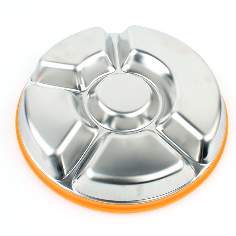 5 Grid Stainless Steel Lunch Box Outdoor Picnic Lunch Box Round Fast Food Tray