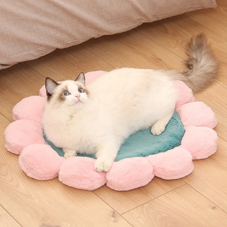Round Flower Pet Cat Dog Plush Mat Pet Bed, Specification: 60cm(Green)