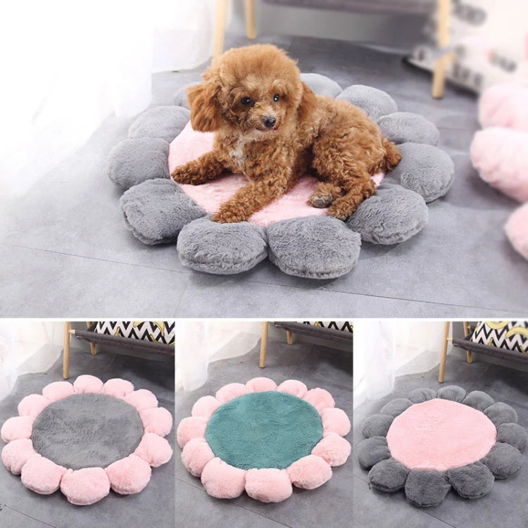 Round Flower Pet Cat Dog Plush Mat Pet Bed, Specification: 110cm