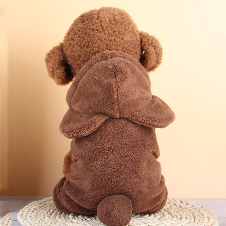 Autumn and Winter Plus Velvet Warm Hooded Plush Cute Pet Four-legged Clothes, Size: