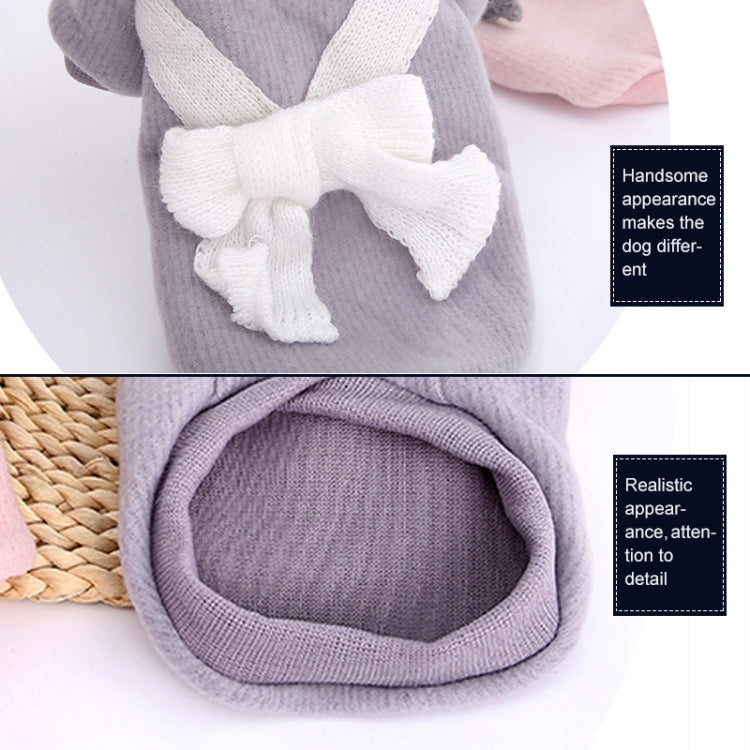 Autumn and Winter Knit Bow Sweater Bottoming Shirt Two Feet Pet Clothes, Size: M(Grey)