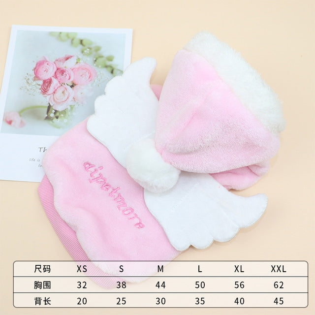 2 PCS Autumn and Winter Warm Cute Angel Wings Hooded Sweater Pet Clothing, Size:M