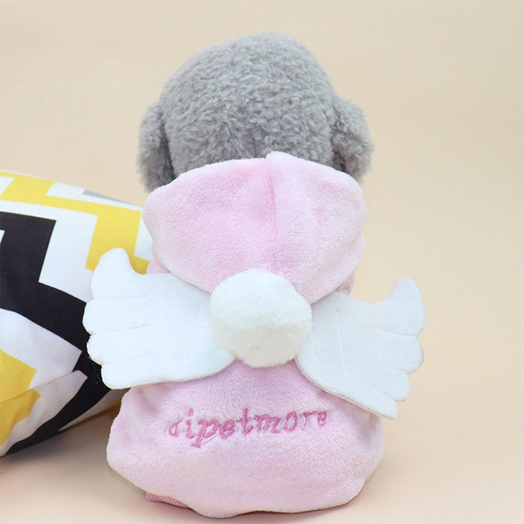 2 PCS Autumn and Winter Warm Cute Angel Wings Hooded Sweater Pet Clothing, Size:M