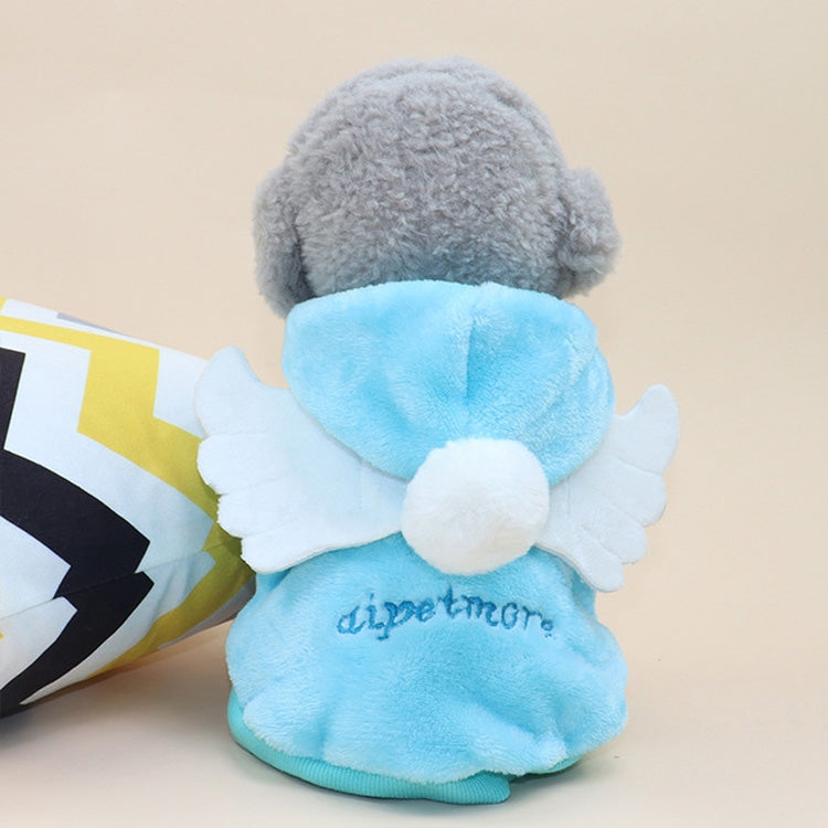 2 PCS Autumn and Winter Warm Cute Angel Wings Hooded Sweater Pet Clothing, Size:L
