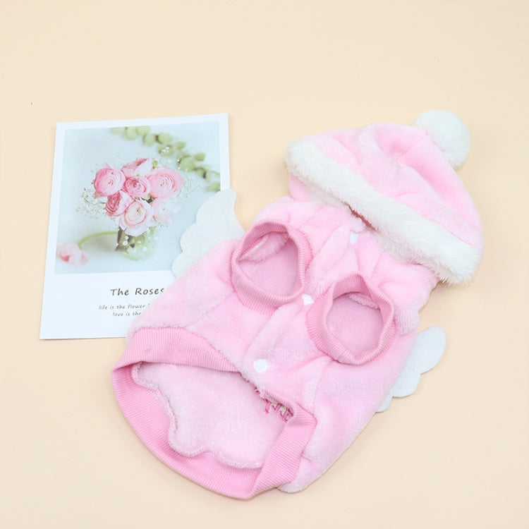 2 PCS Autumn and Winter Warm Cute Angel Wings Hooded Sweater Pet Clothing, Size:L