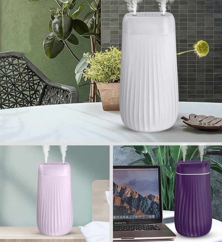 Dual-Nozzle Sprayer Air Humidifier 1L Large Capacity Ultrasonic Cool Mist Water Diffuser Aroma Humidifier, Style:Built-in Battery(Purple)
