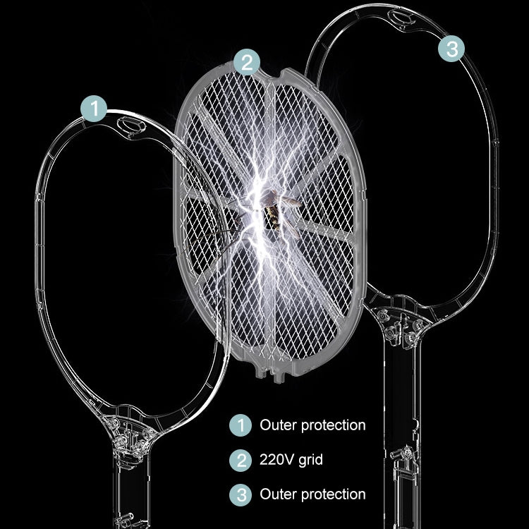 Household Indoor Multi-function Dual-purpose LED Mosquito Killer Charging Handle Electric Mosquito Swatter(Red)