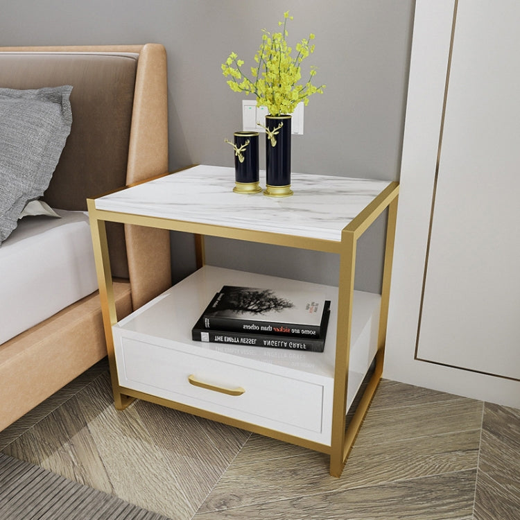 Simple Bedroom Mini Storage Locker Bedside Table, Color:A White Piano Lacquer