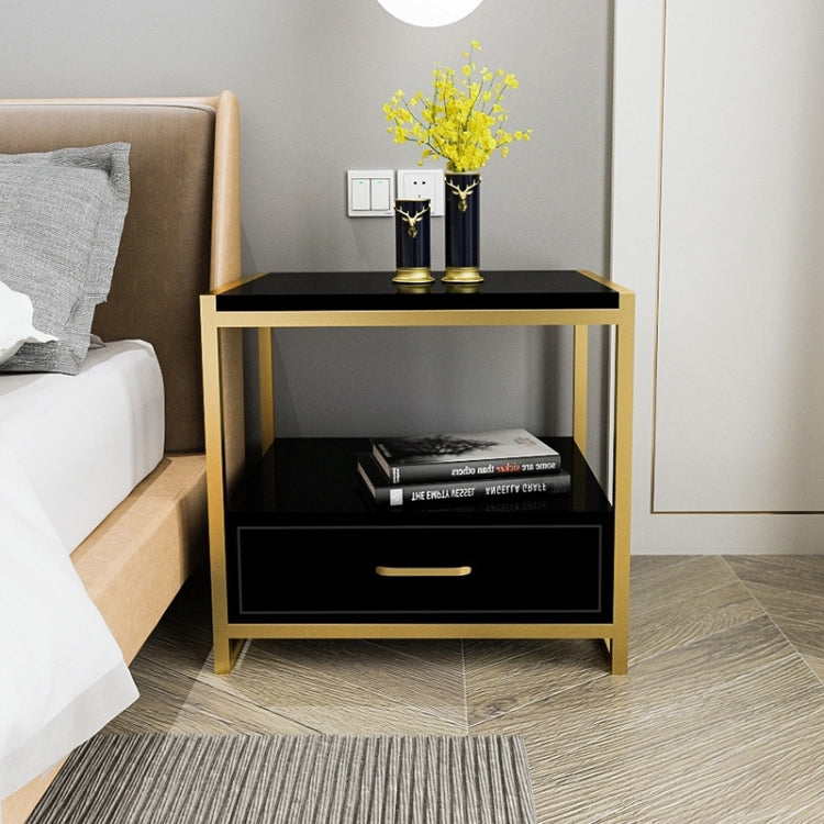 Simple Bedroom Mini Storage Locker Bedside Table, Color:A Black Piano Lacquer