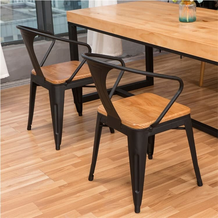 Industrial Wind Wrought Iron Solid Wood Office Lounge Chair