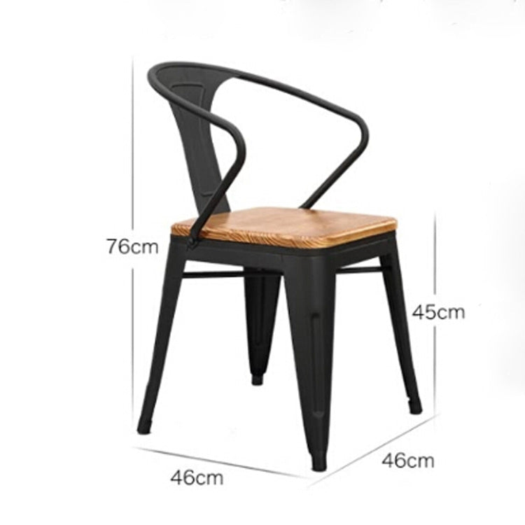 Industrial Wind Wrought Iron Solid Wood Office Lounge Chair