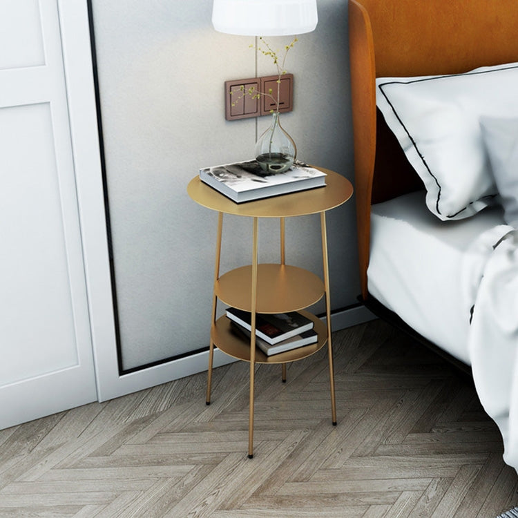 Living Room Small Apartment Simple and Modern Iron Art Small Round Table Coffee Table, Color:Gold